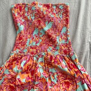 Colorful Strapless Floral Dress